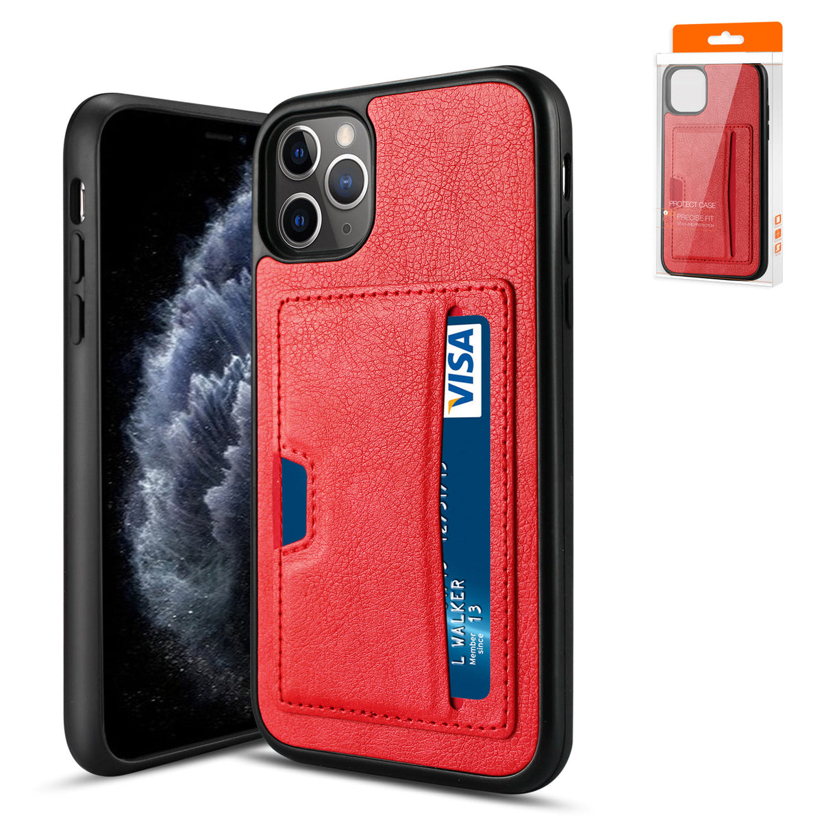IPHONE 11 PRO Compatible APPLE IPHONE 11 PRO Card Pocket Case In Red - Crystal Clear Protection by