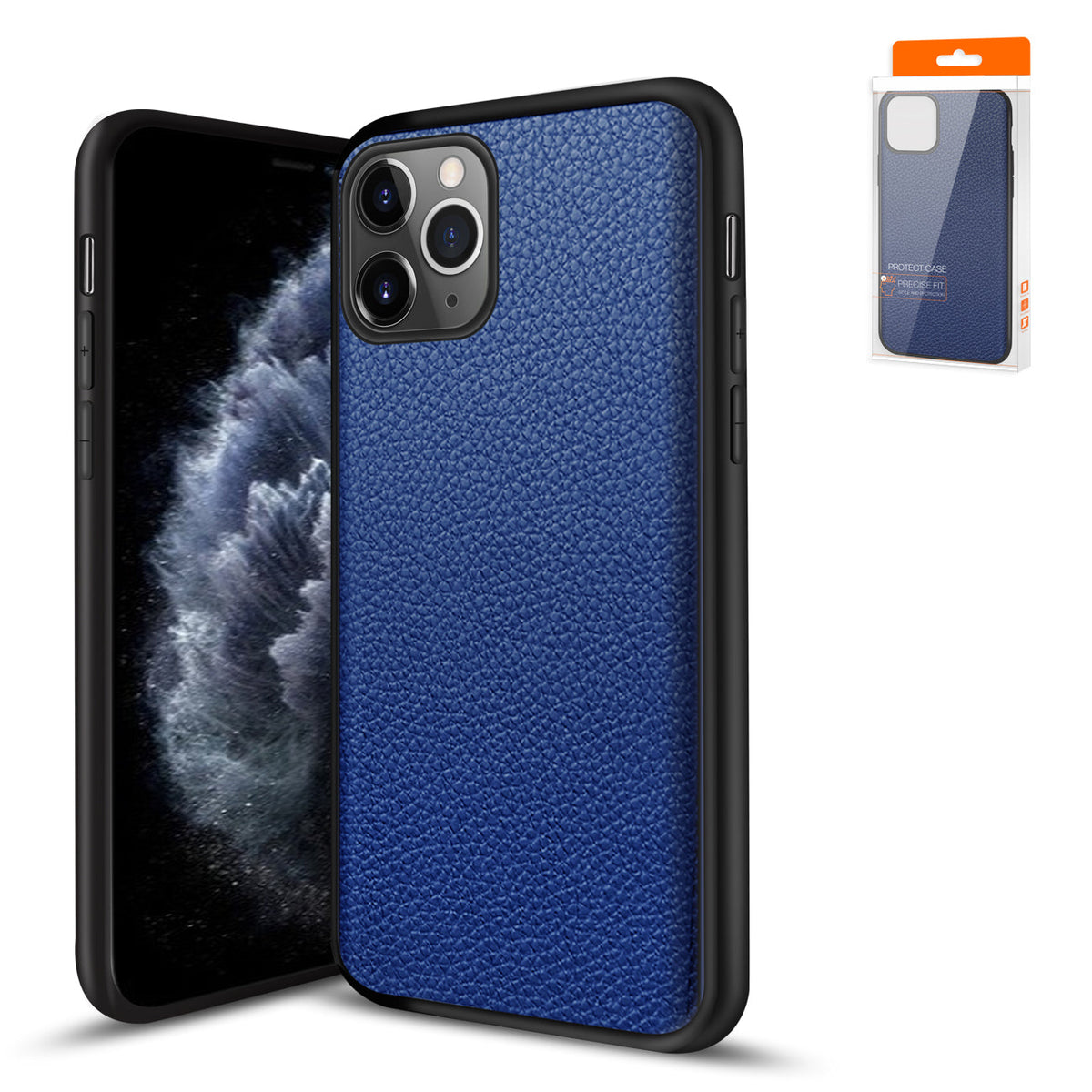 IPhone 11 PRO Compatible Premium PU Leather Outside and Flexible TPU Silicone Hybrid Slim Case for IPhone 11 PRO MAX - Durable Protection by