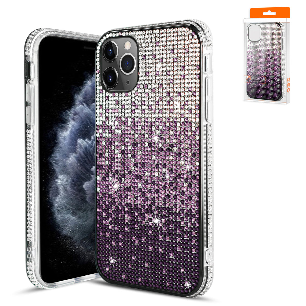 IPHONE 11 PRO Compatible Design Diamond Case For APPLE IPHONE 11 PRO MAX In Purple - Crystal Clear Protection by