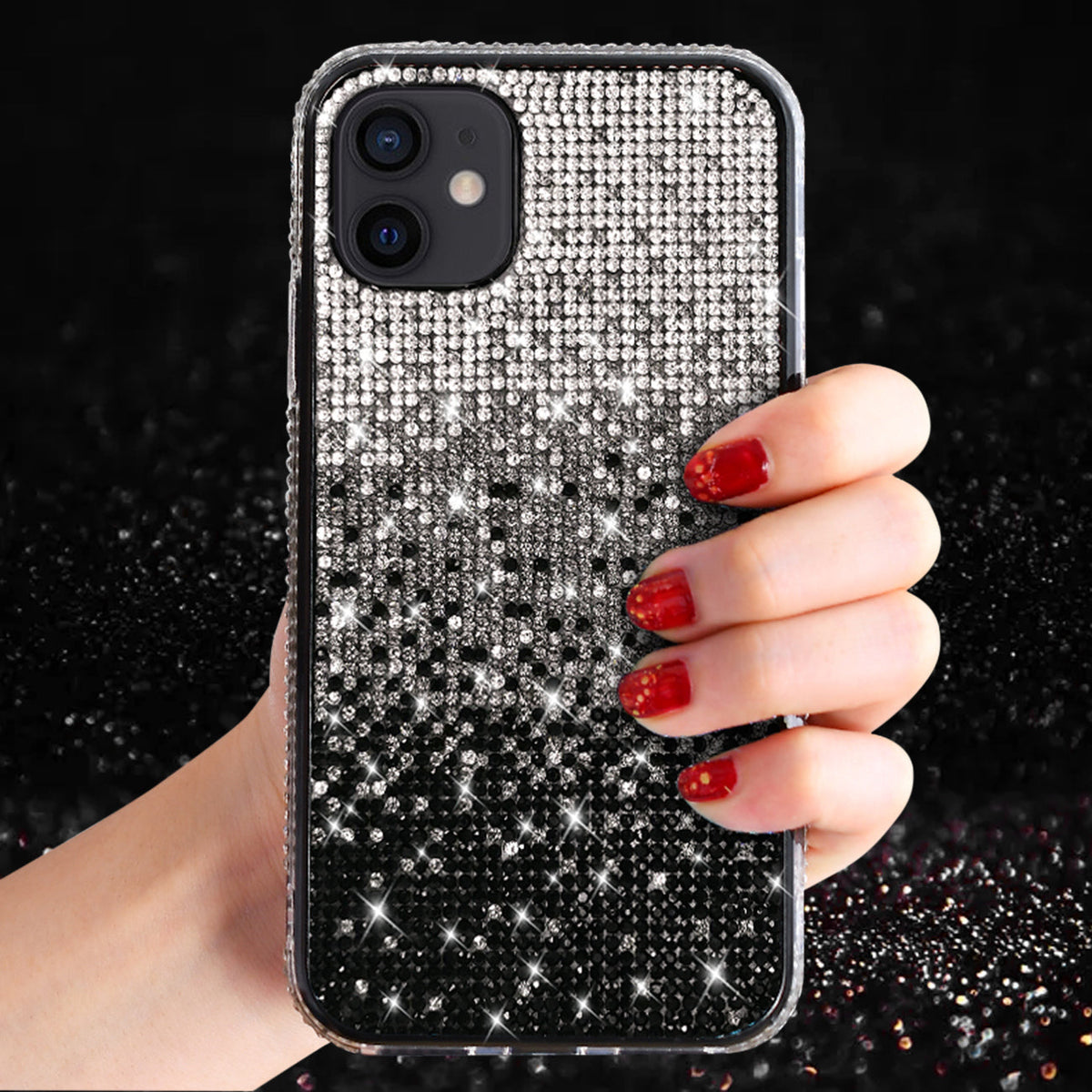 IPHONE 12 MINI Compatible Design Diamond Case For APPLE IPHONE 12 MINI In Black - Durable Protection by
