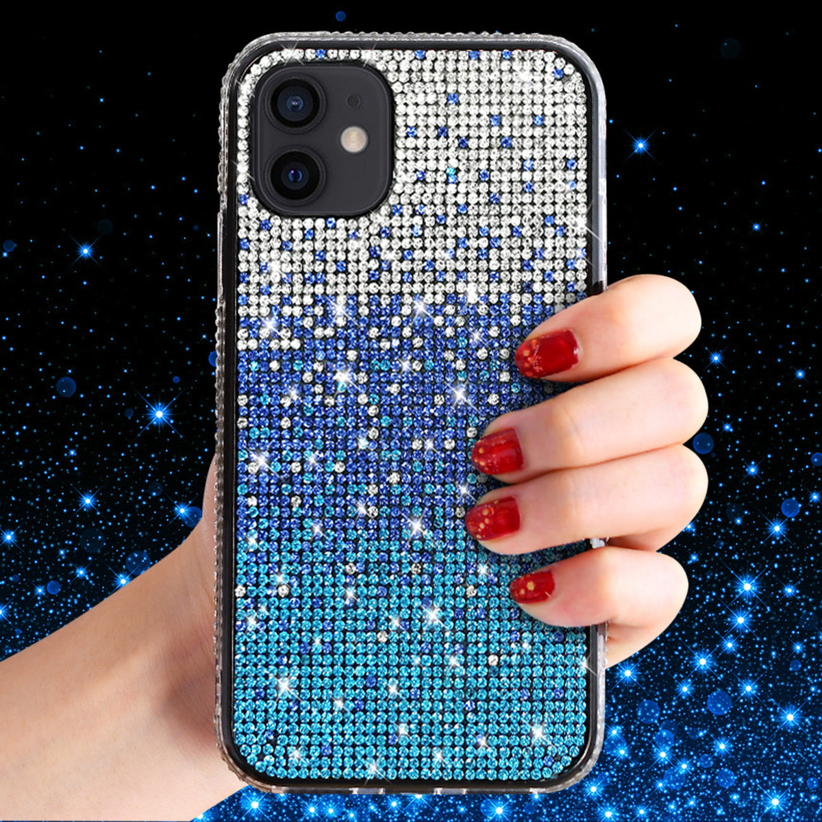 IPHONE 12 MINI Compatible Design Diamond Case For APPLE IPHONE 12 MINI In Blue - Shockproof Protection by