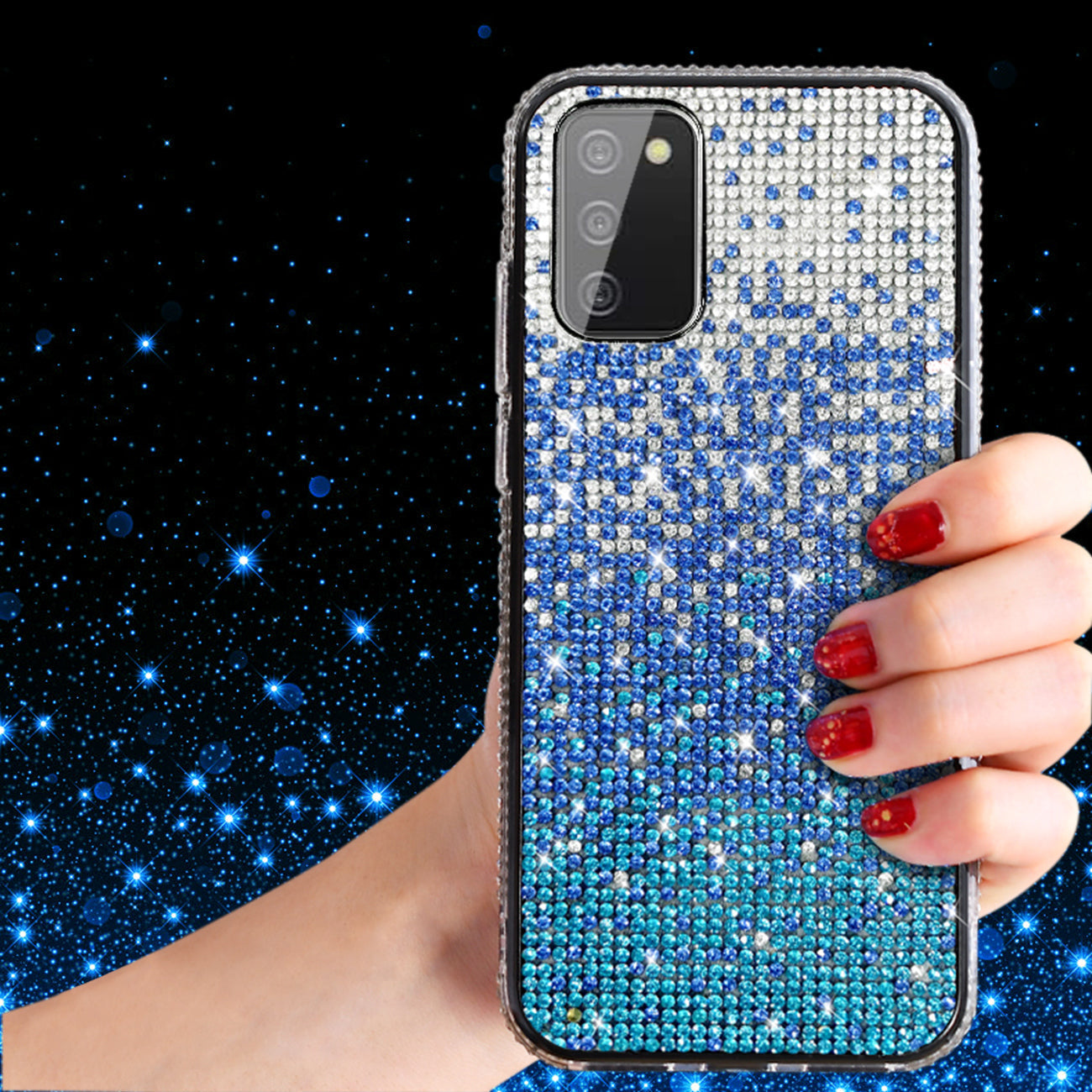 Design Diamond Case For GALAXY A02S In Blue - Premium & Reliable
