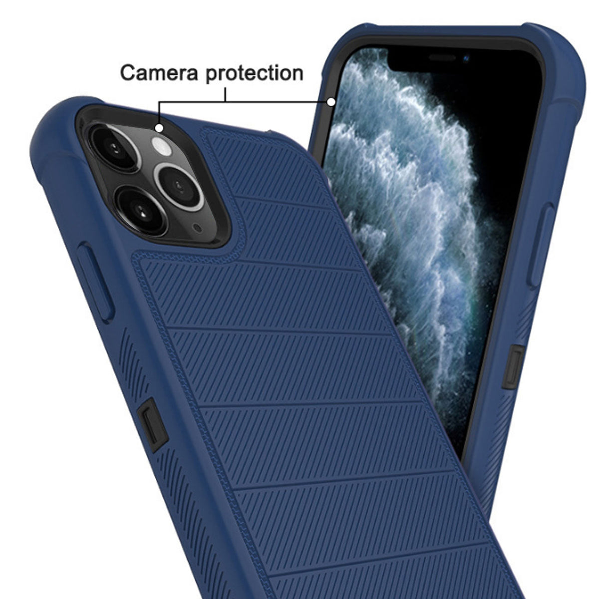 IPHONE 11 PRO Compatible 3-In-1 Hybrid Heavy Duty Holster Combo Case For APPLE IPHONE 11 PRO In Navy - Ultra-Slim Protection by