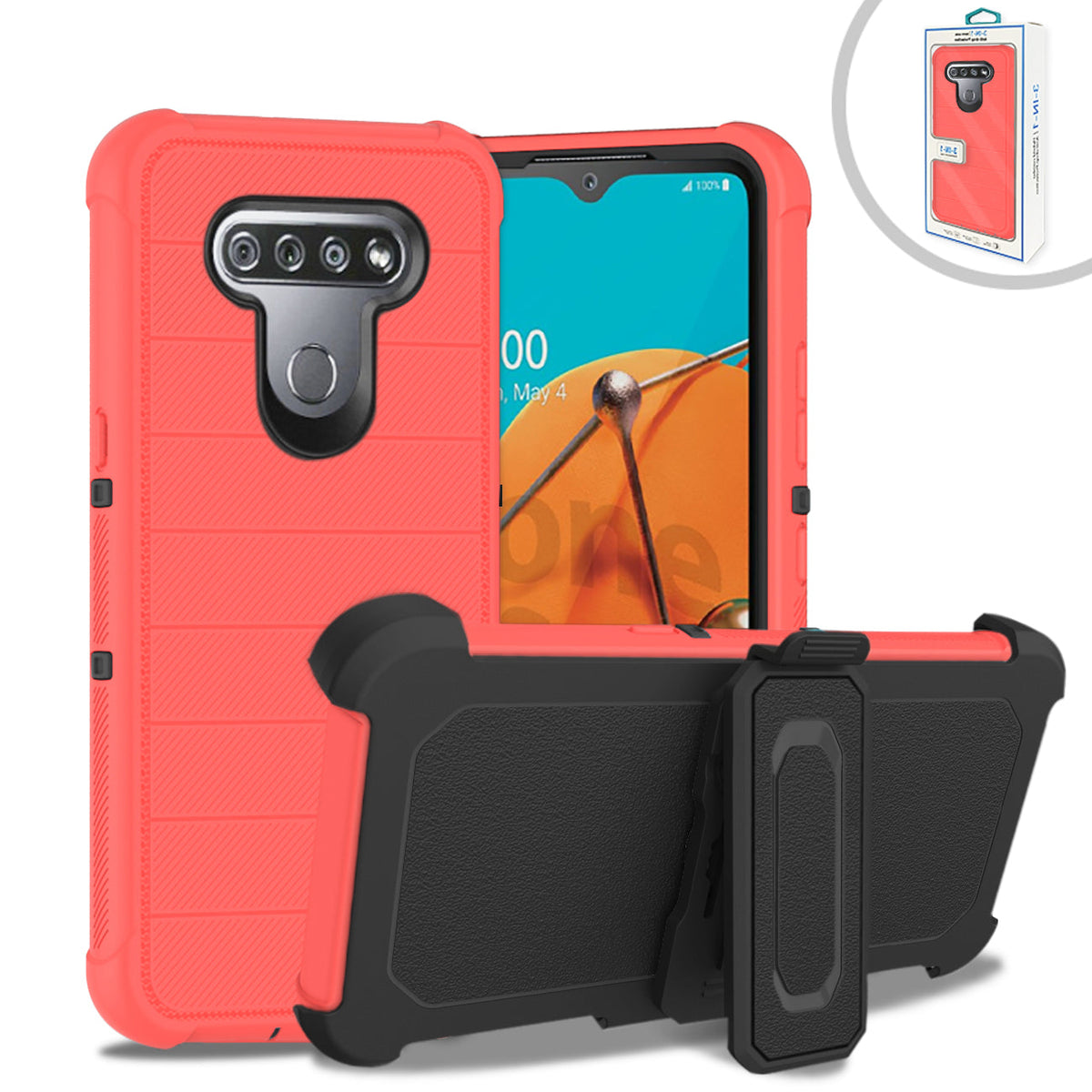 LG K51 3-In-1 Hybrid Heavy Duty Holster Combo Case In Pink - Premium & Reliable