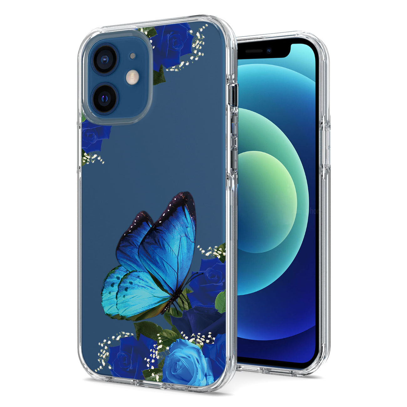 IPHONE 12 MINI Compatible Pressed dried flower Design Phone case for APPLE IPHONE 12 MINI in Blue - Ultra-Slim Protection by