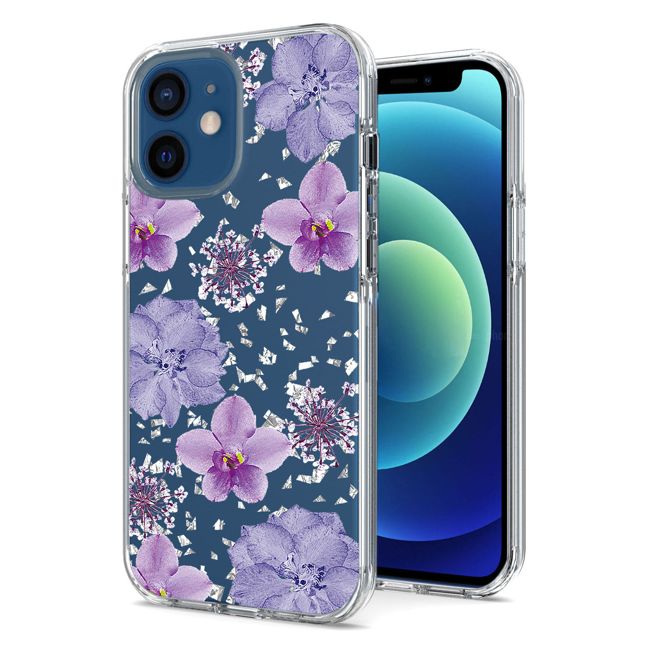 IPHONE 12 MINI Compatible Pressed dried flower Design Phone case for APPLE IPHONE 12 MINI in Pink - Heavy Duty Protection by