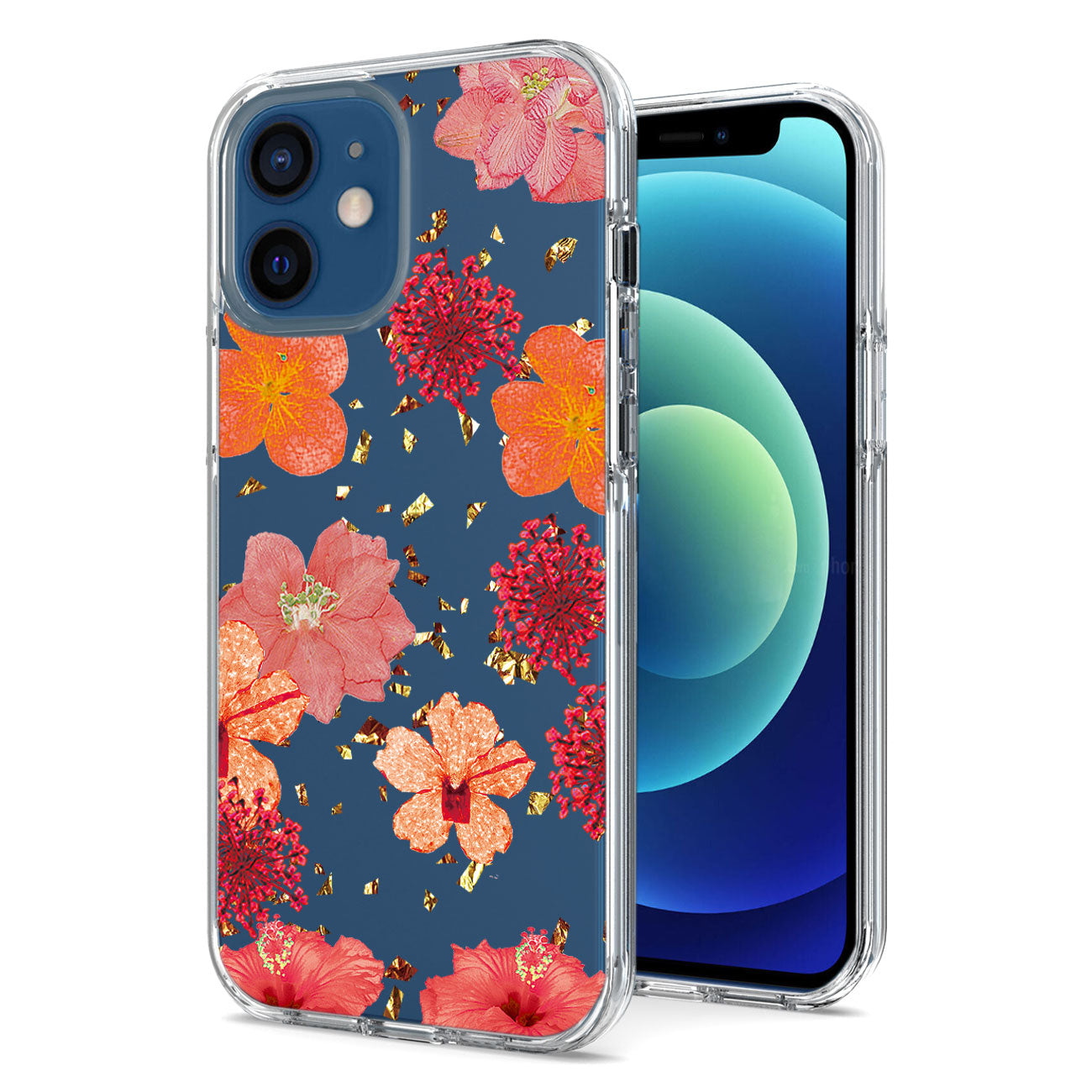 IPHONE 12 MINI Compatible Pressed dried flower Design Phone case for APPLE IPHONE 12 MINI in Red - Premium Protection by