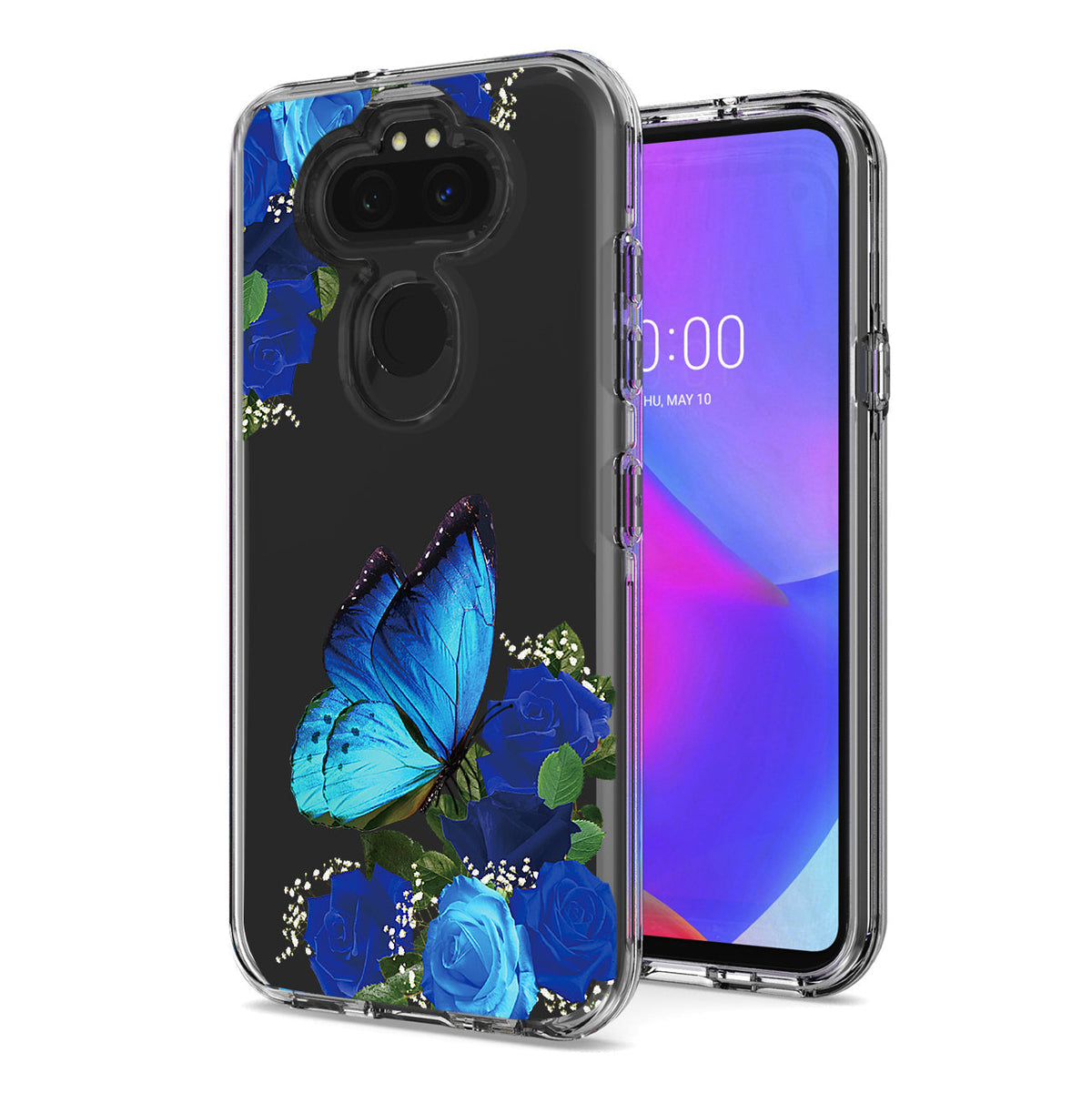 Pressed dried flower Design Phone case for LG Aristo 5/K31/K30 2020/Aristo 5 Plus In Blue - Heavy Duty & Reliable