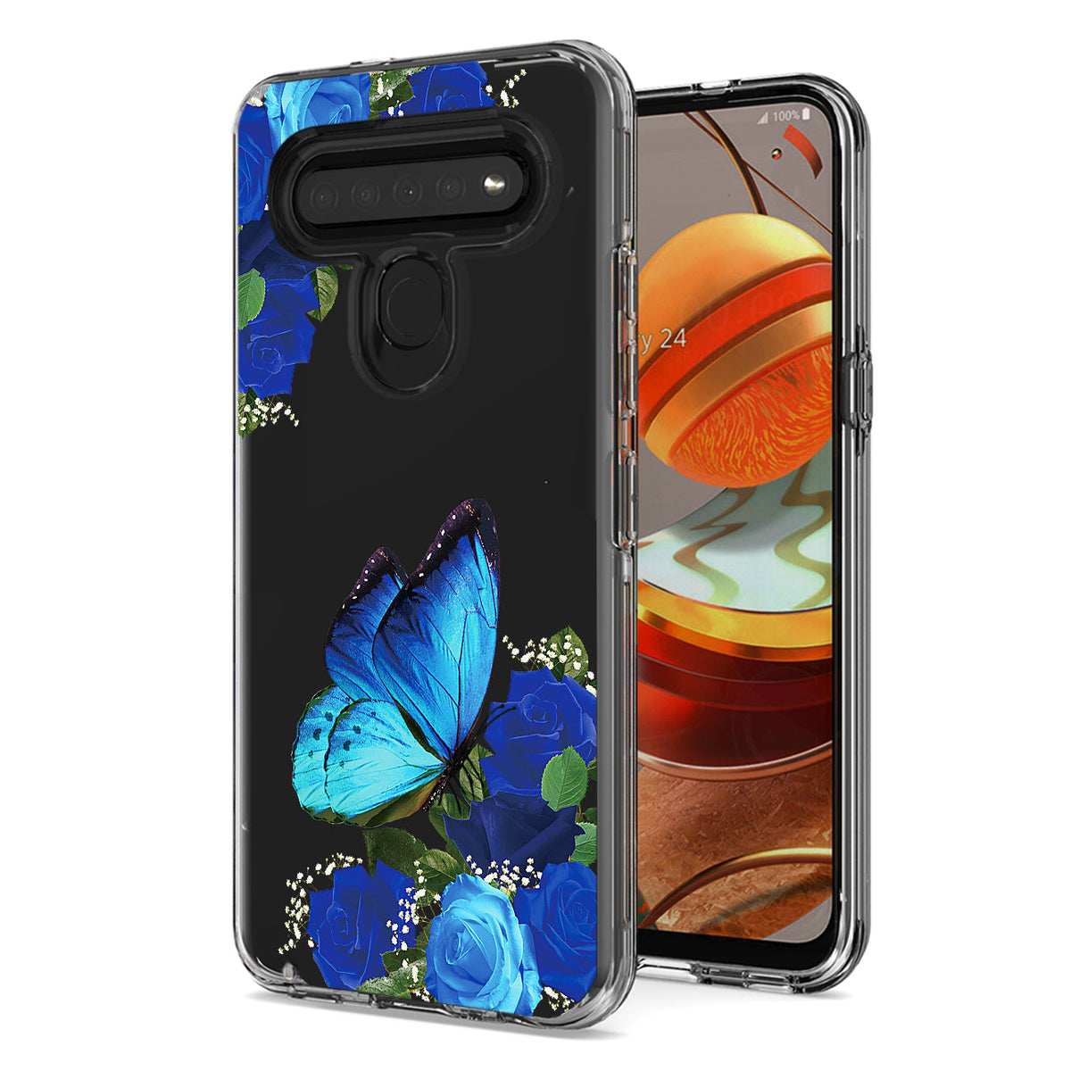 Pressed dried flower Design Phone case for LG k61/K51s/K41s In Blue - Durable & Reliable