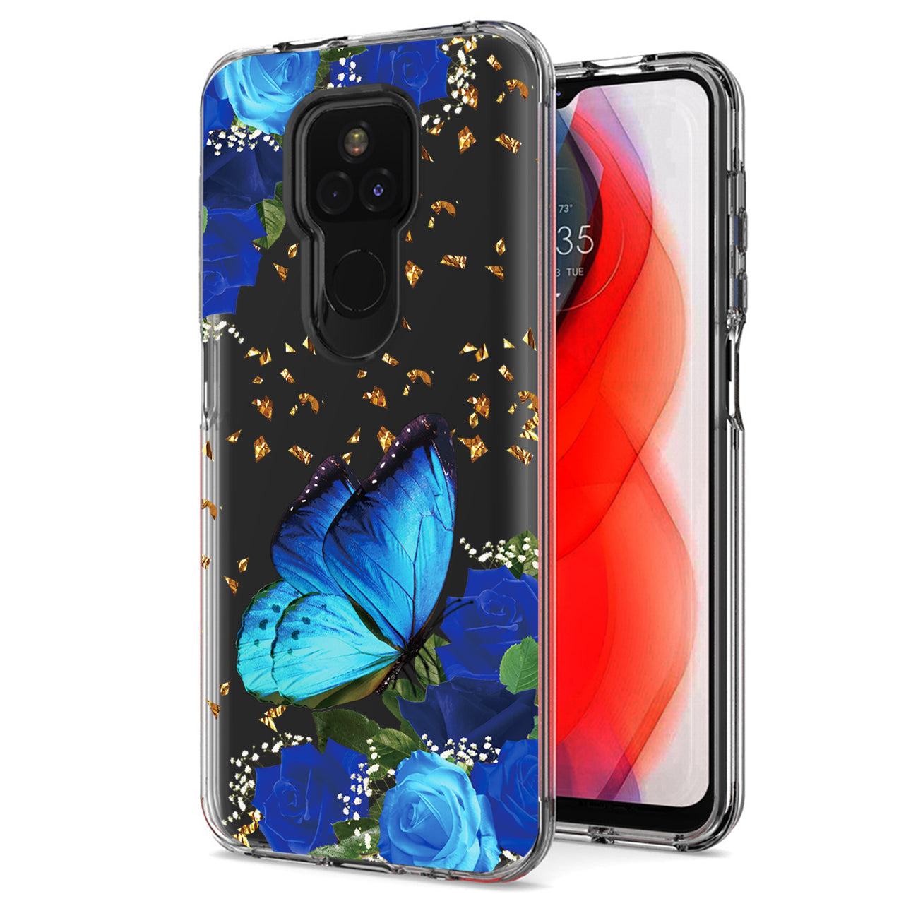 Pressed dried flower Design Phone case for Moto G Play 2021 In Blue - Shockproof & Reliable