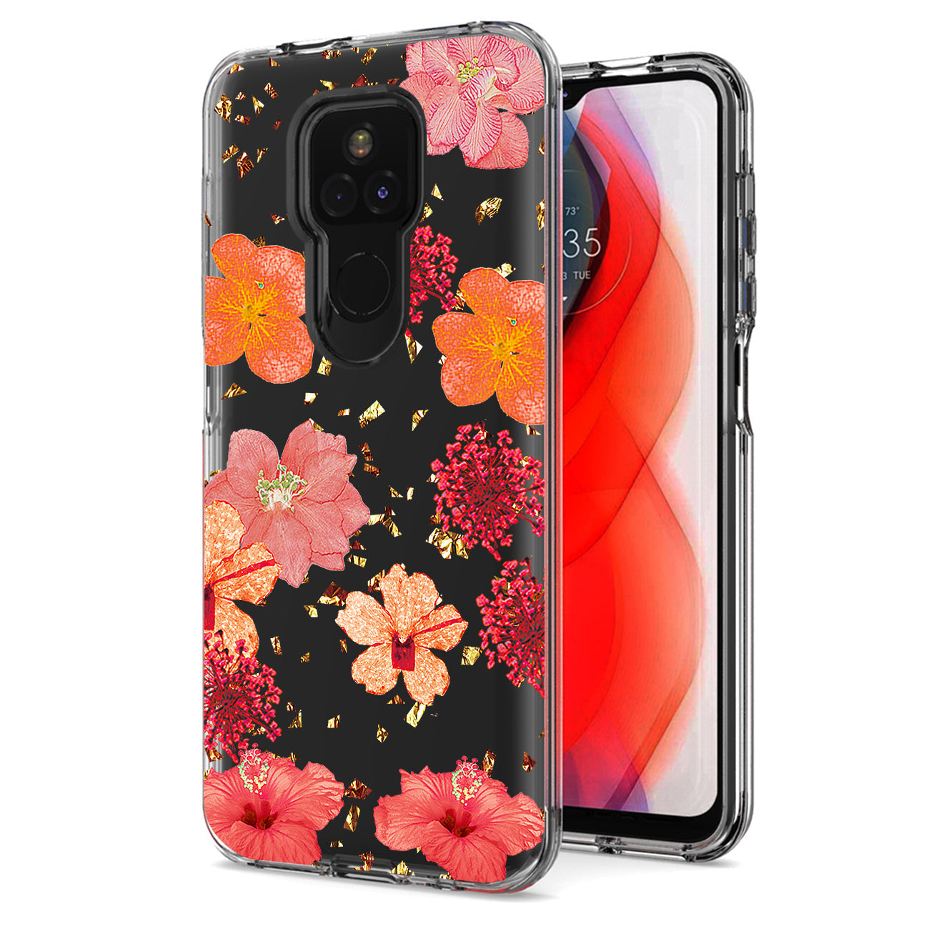 Pressed dried flower Design Phone case for Moto G Play 2021 In Red - Durable & Reliable