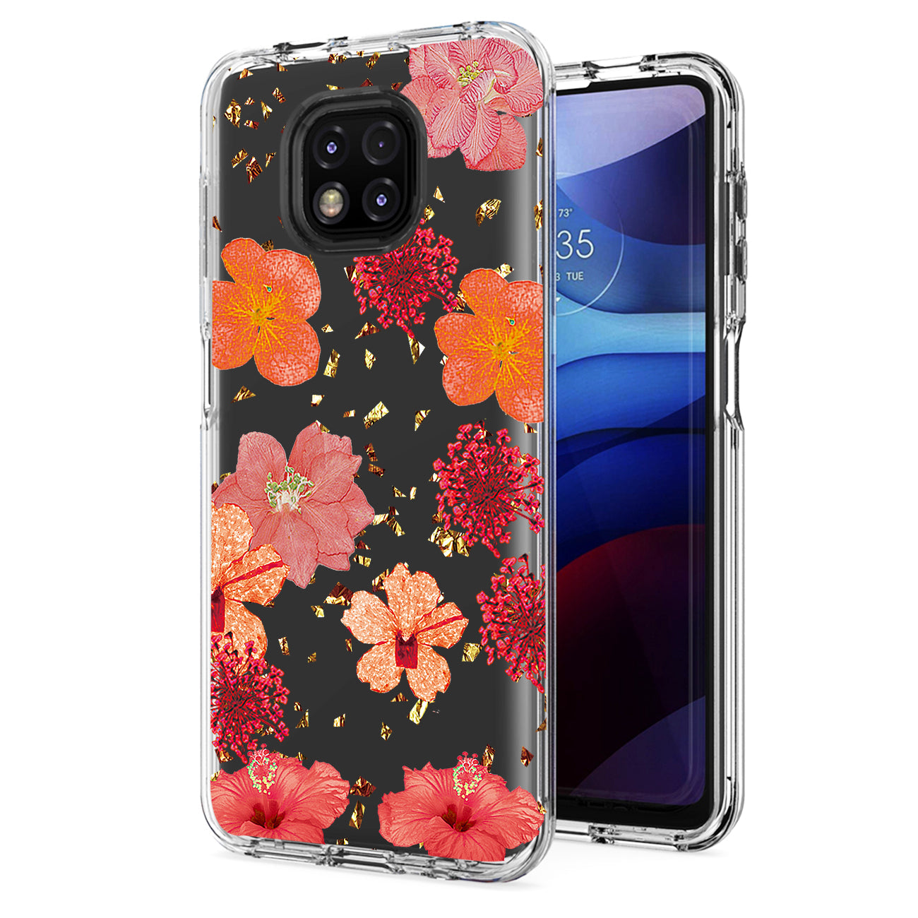 Pressed dried flower Design Phone case for Moto G Power 2021 In Red - Durable & Reliable