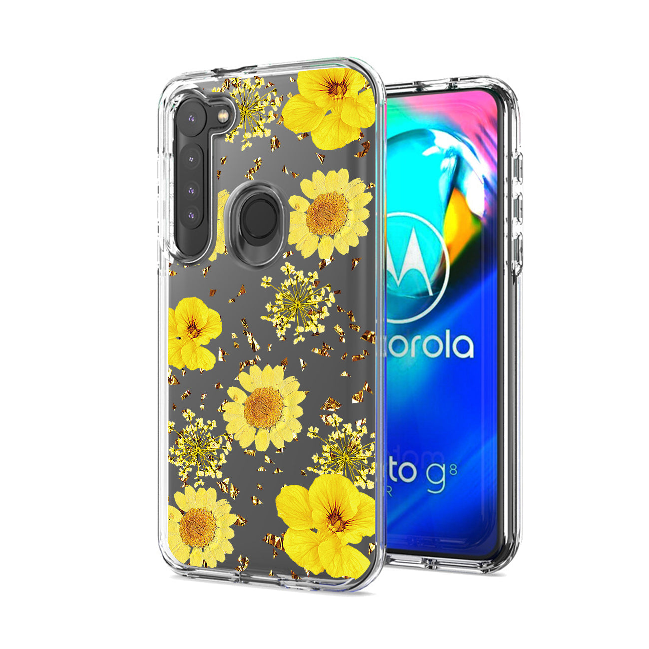 Pressed dried flower Design Phone case for MOTOROLA G STYLUS in Purple - Shockproof & Reliable