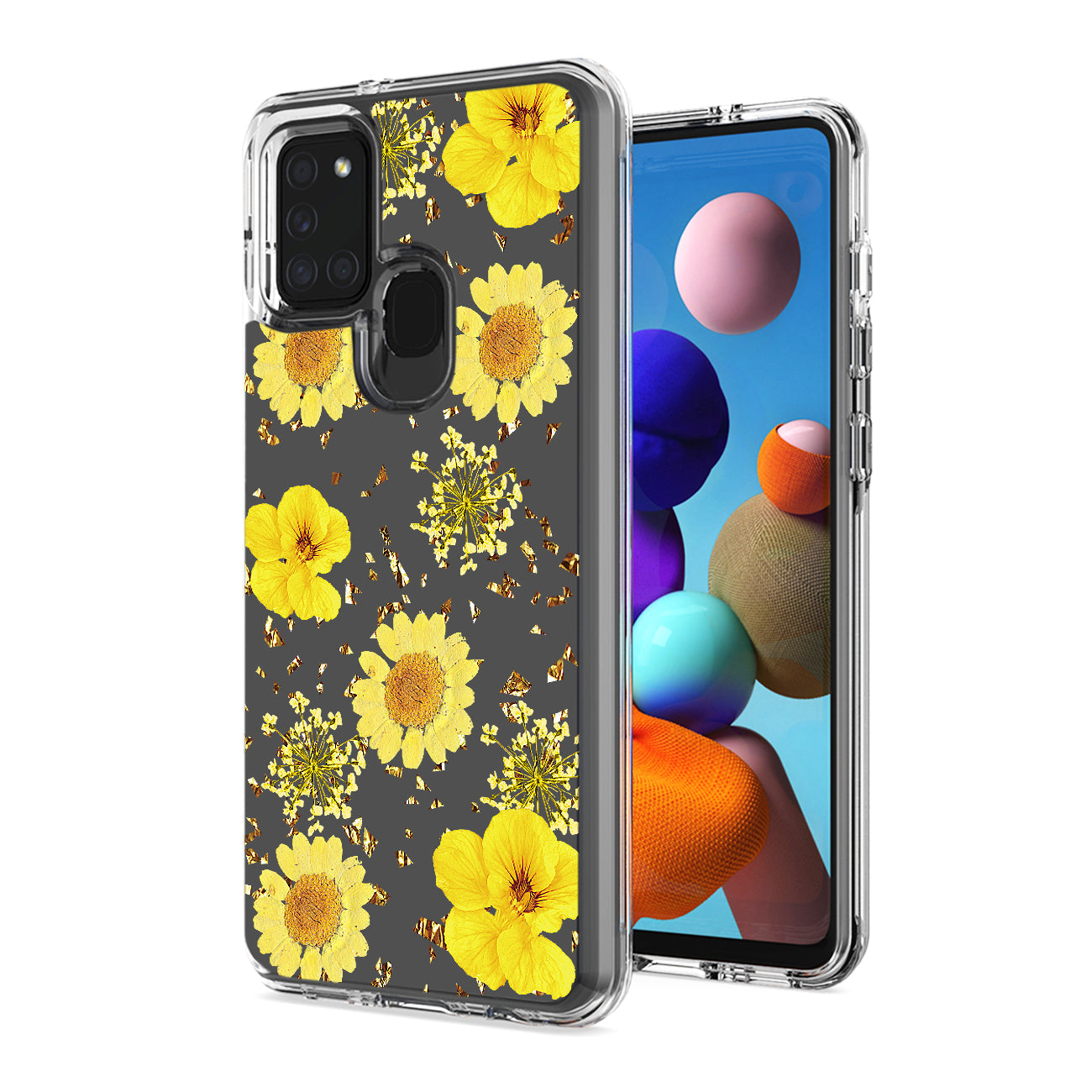 Pressed dried flower Design Phone case for SAMSUNG GALAXY A21S In Yellow - Durable & Reliable