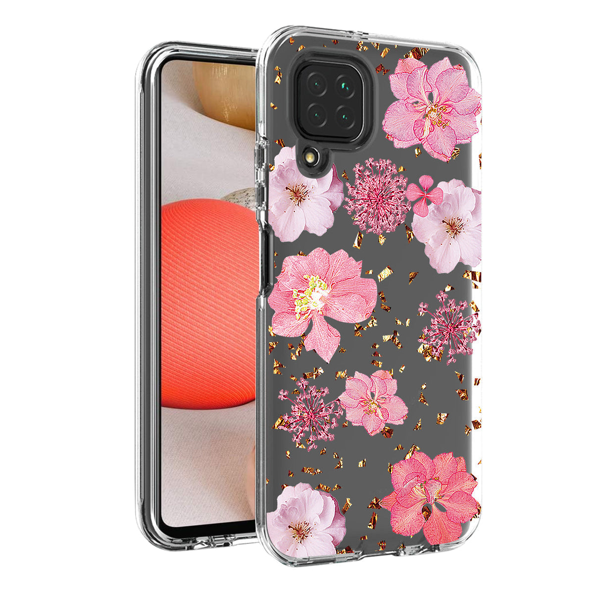Pressed dried flower Design Phone case for Samsung Galaxy A42 5G In Pink - Crystal Clear & Reliable