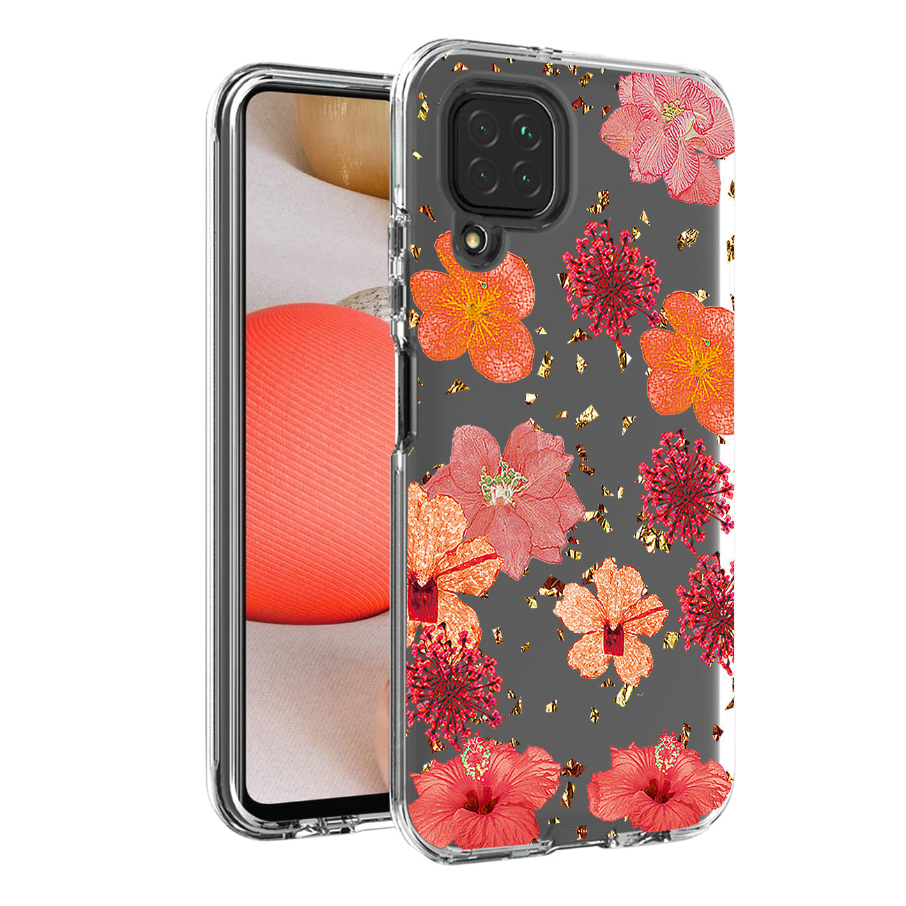 Pressed dried flower Design Phone case for Samsung Galaxy A42 5G In Red - Heavy Duty & Reliable