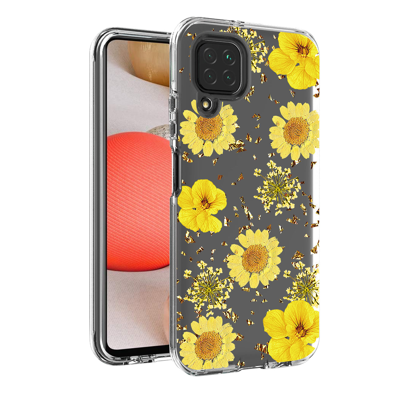Pressed dried flower Design Phone case for Samsung Galaxy A42 5G In Yellow - Heavy Duty & Reliable