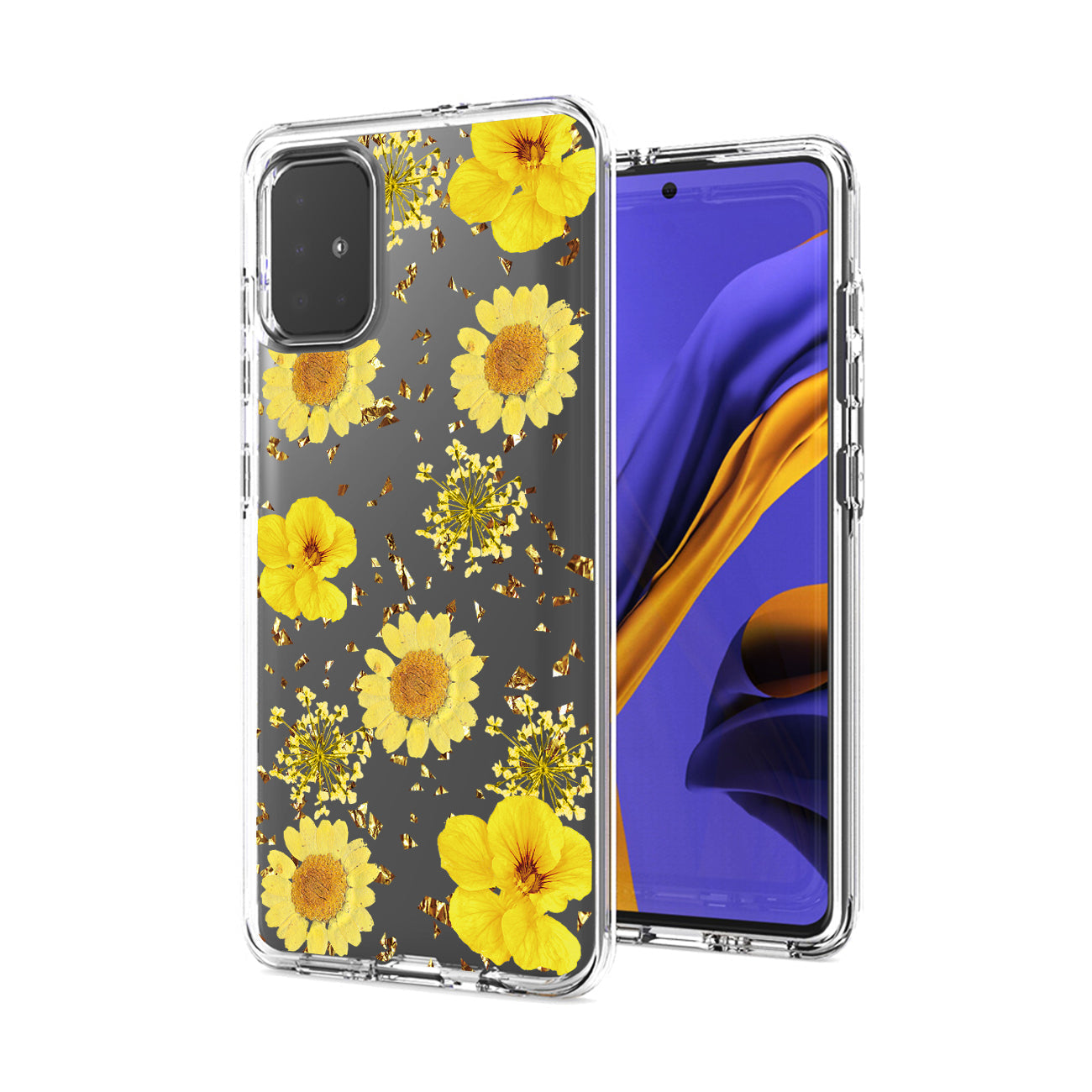 Pressed dried flower Design Phone case for SAMSUNG GALAXY A51 5G In Yellow - Heavy Duty & Reliable