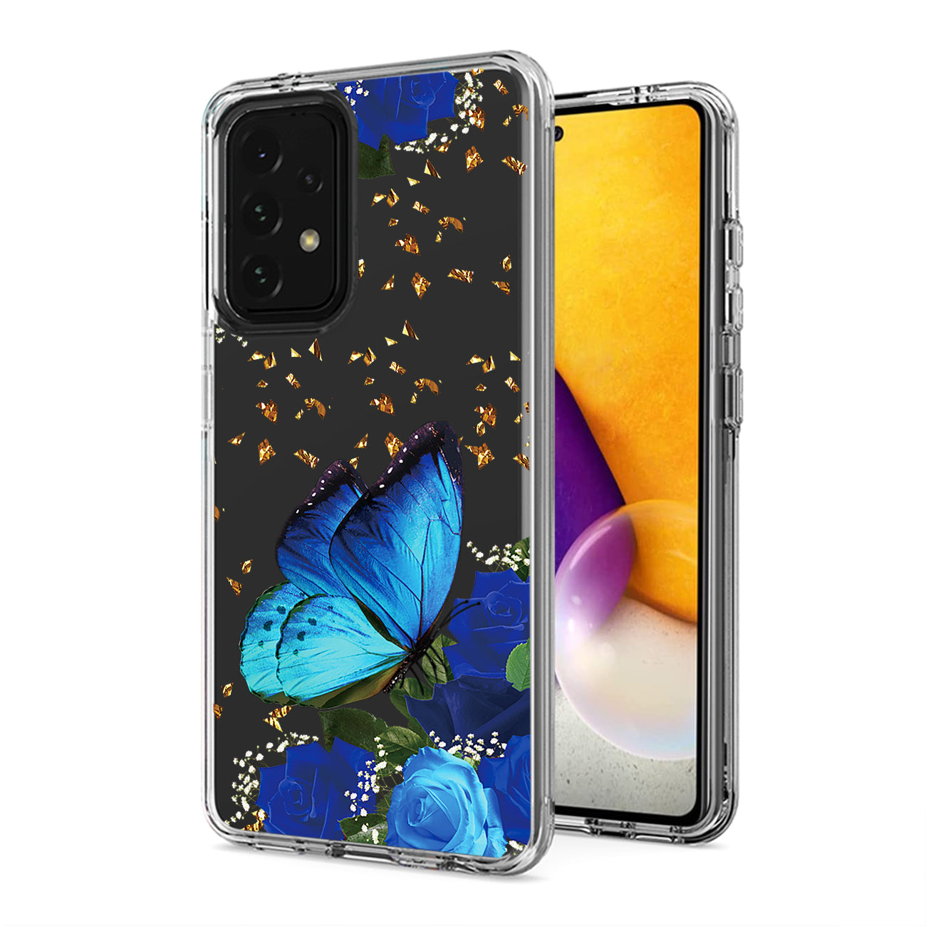 Pressed dried flower Design Phone case for Samsung Galaxy A72 5G In Blue - Ultra-Slim & Reliable