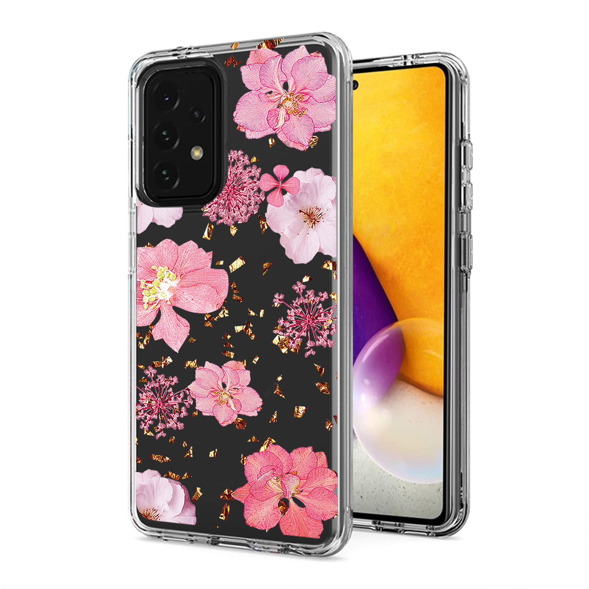 Pressed dried flower Design Phone case for Samsung Galaxy A72 5G In Pink - Durable & Reliable