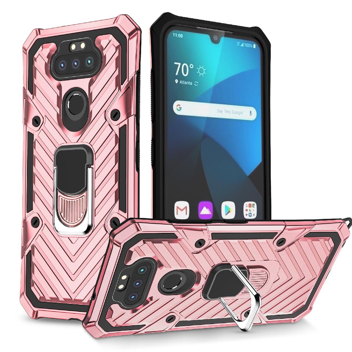 Kickstand Anti-Shock And Anti Falling Case for LG ARISTO 5 In Rose Gold - Heavy Duty & Reliable