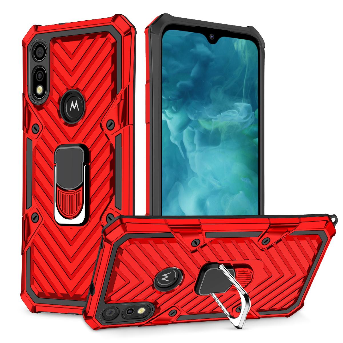Kickstand Anti-Shock And Anti Falling Case for MOTOROLA E7 In Red - Heavy Duty & Reliable