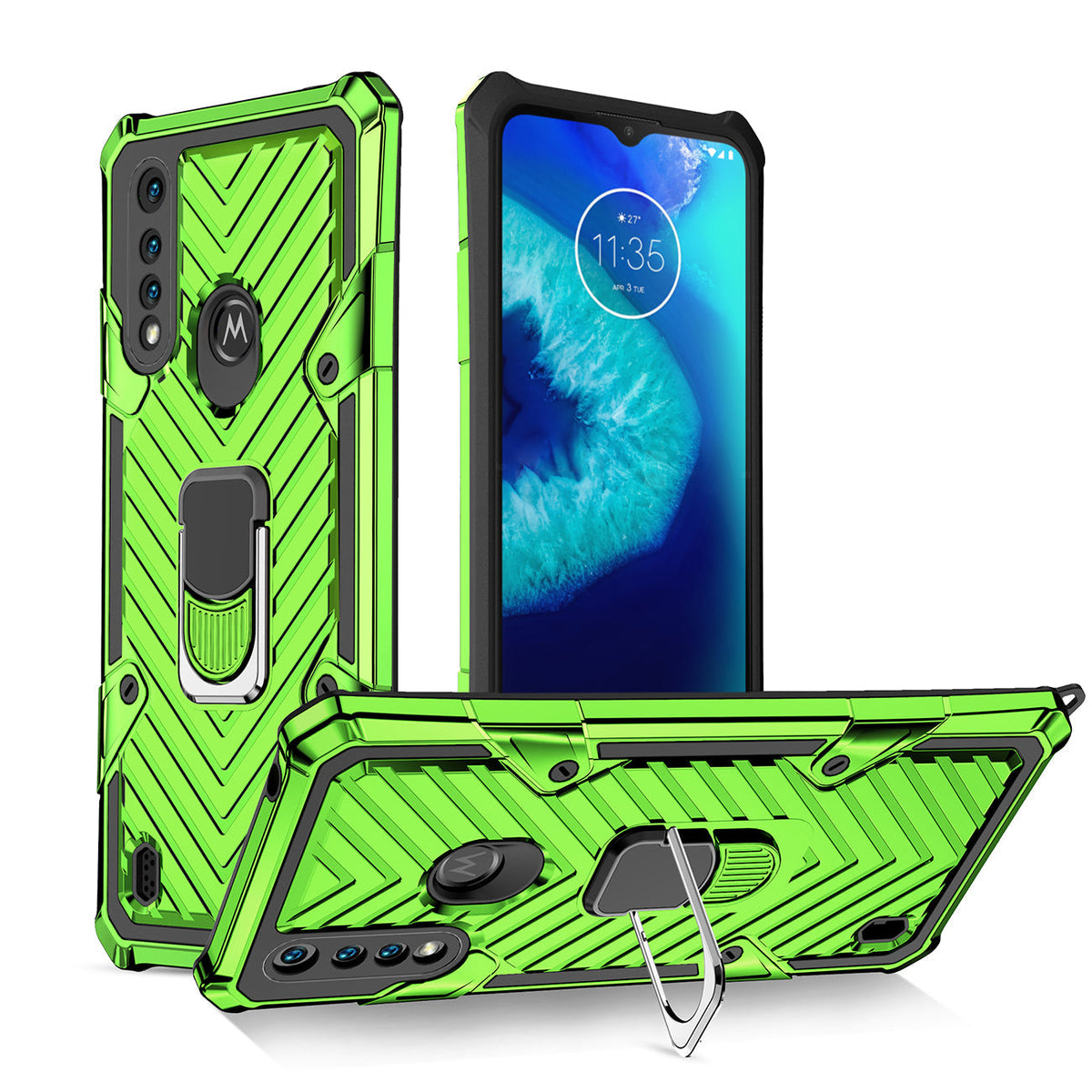 Kickstand Anti-Shock And Anti Falling Case for Moto G8 Power Lite In Green - Durable & Reliable