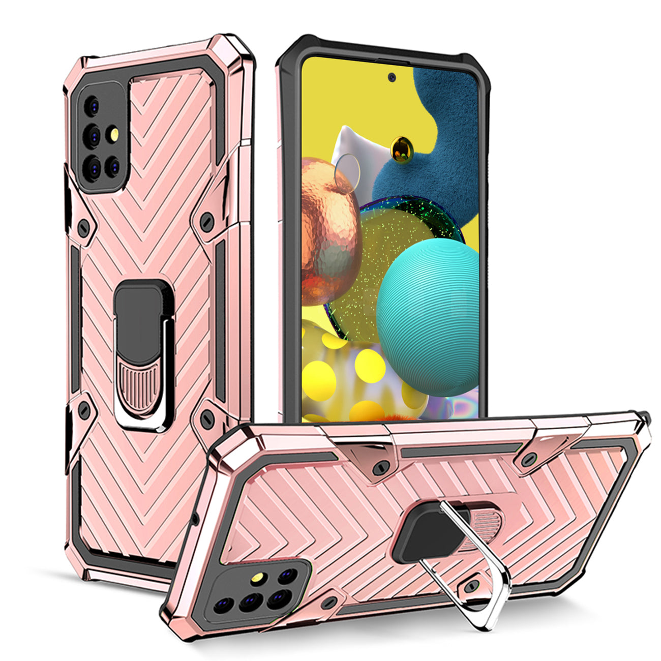 Kickstand Anti-Shock And Anti Falling Case for SAMSUNG GALAXY A51 5G In Rose Gold - Durable & Reliable