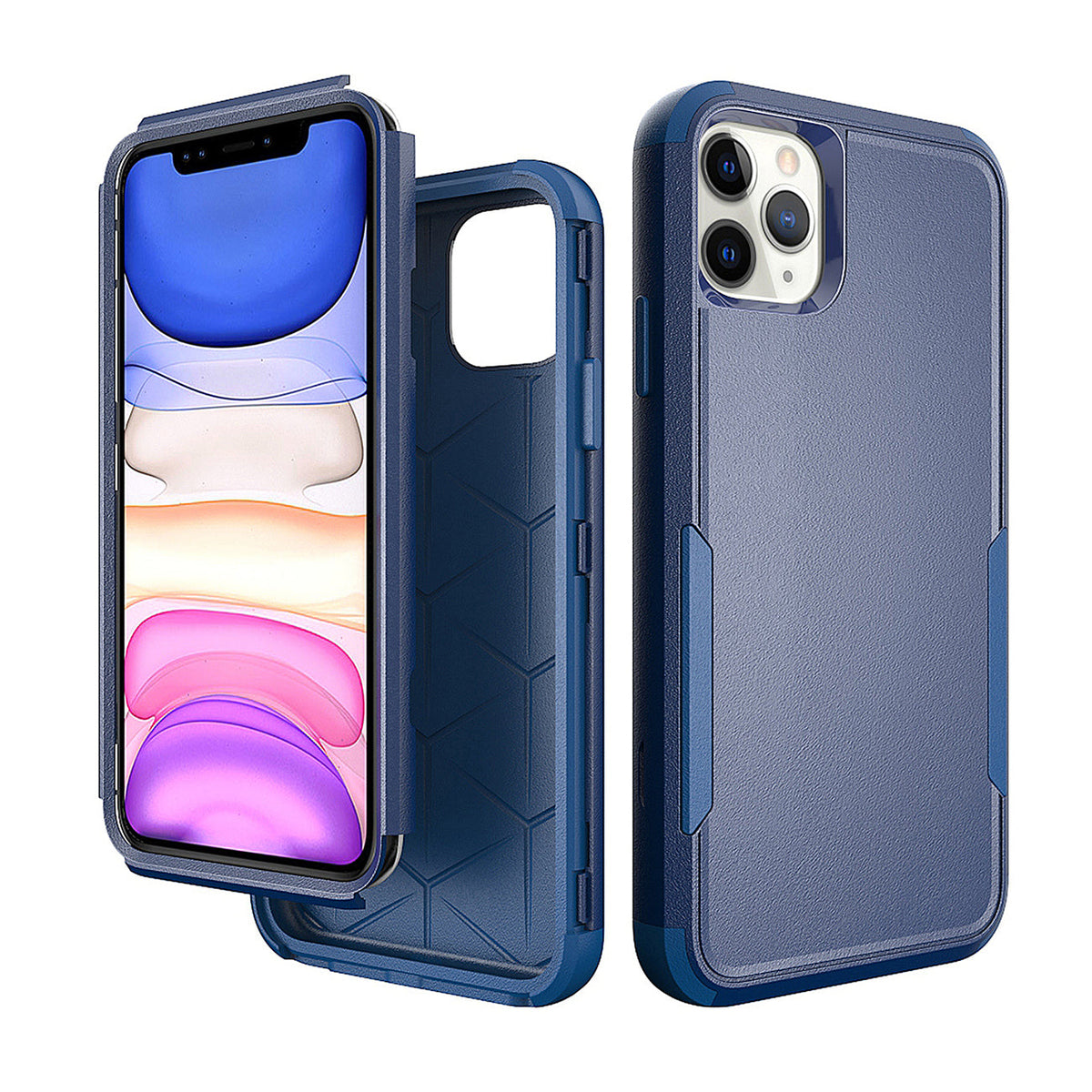 IPHONE 11 PRO Compatible 3in1 Hybrid Heavy Duty Defender Rugged Armor Case For APPLE IPHONE 11 PRO In Blue - Premium Protection by