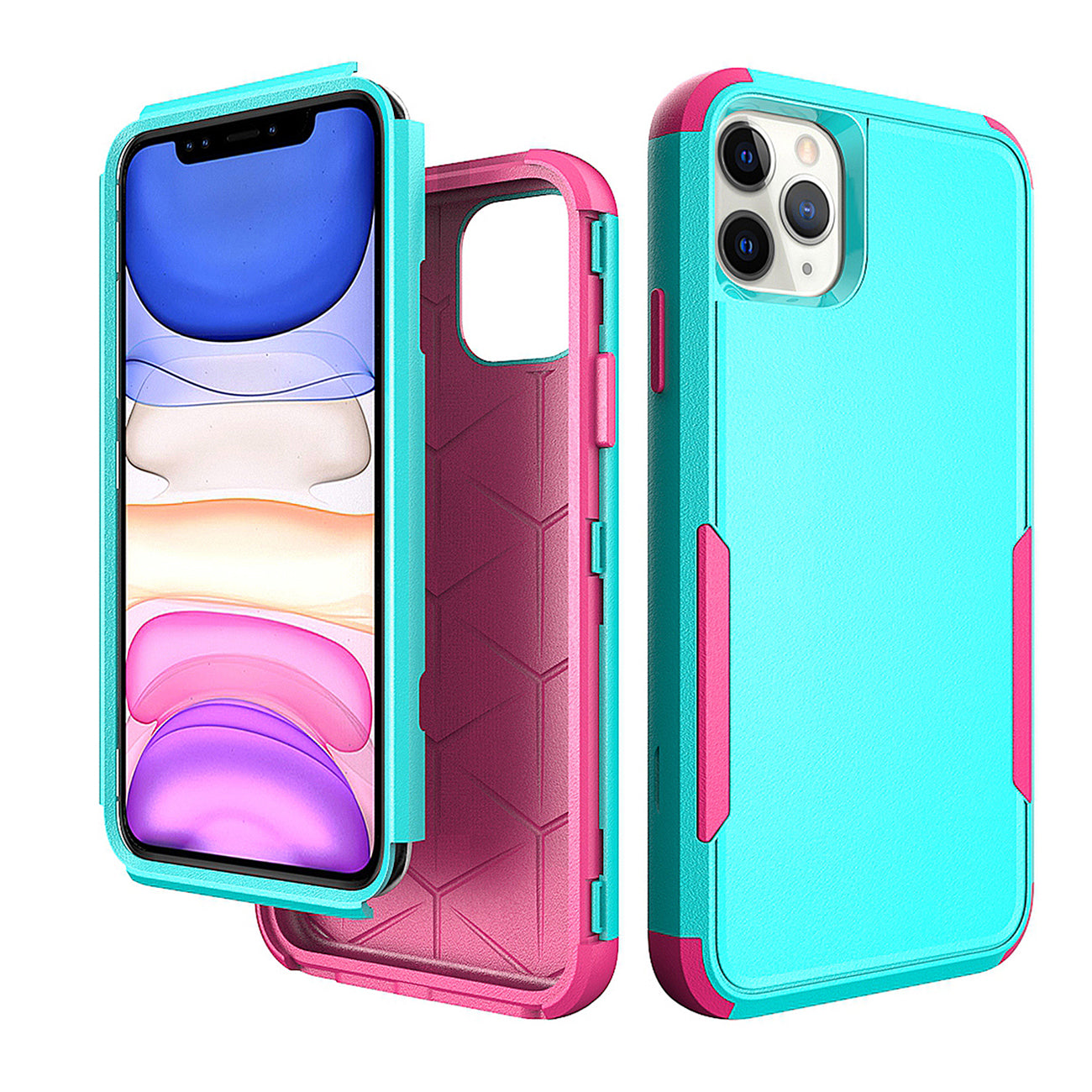 IPHONE 11 PRO Compatible 3in1 Hybrid Heavy Duty Defender Rugged Armor Case For APPLE IPHONE 11 PRO In Green - Durable Protection by