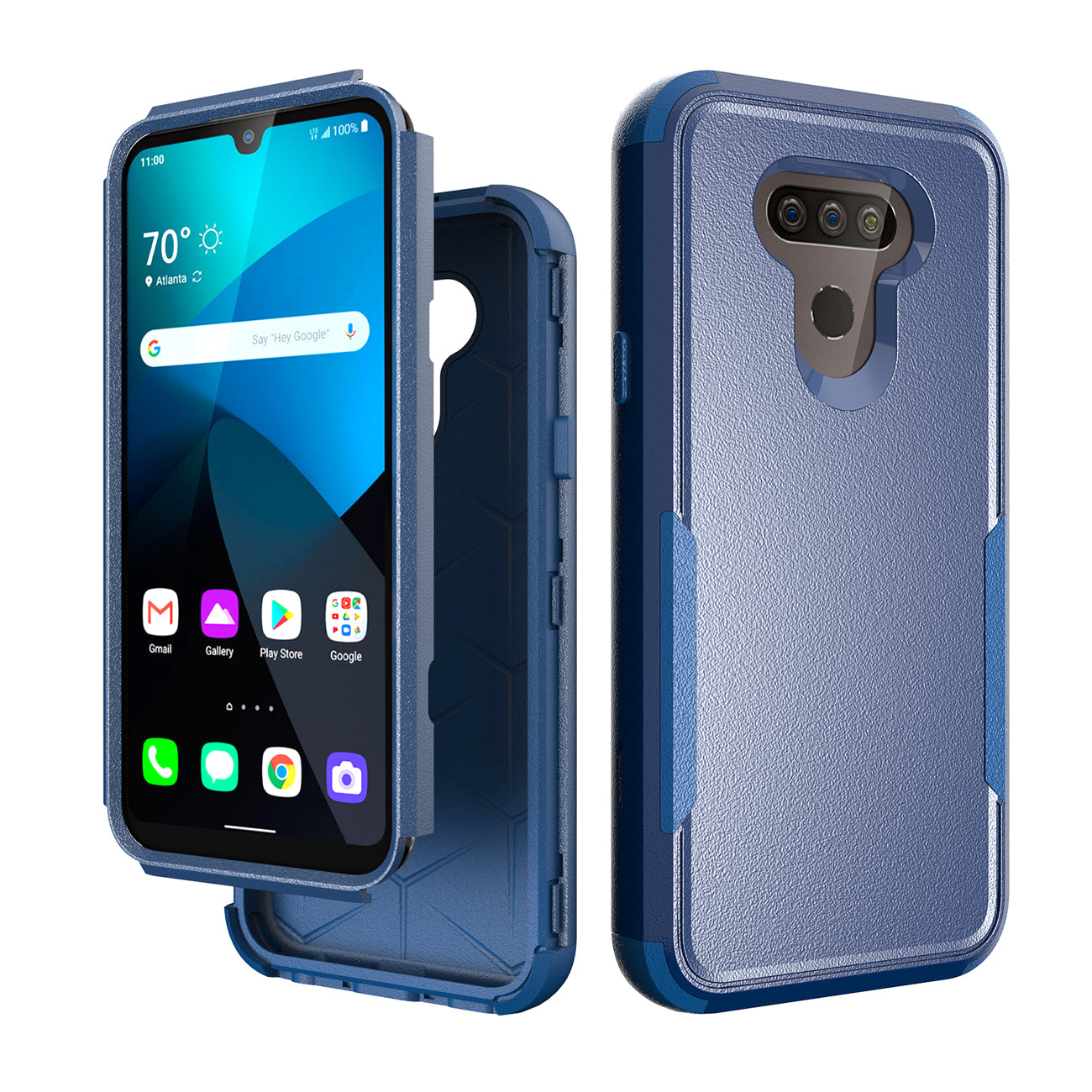 3in1 Hybrid Heavy Duty Defender Rugged Armor Case For LG HARMONY 4 In Blue - Ultra-Slim & Reliable