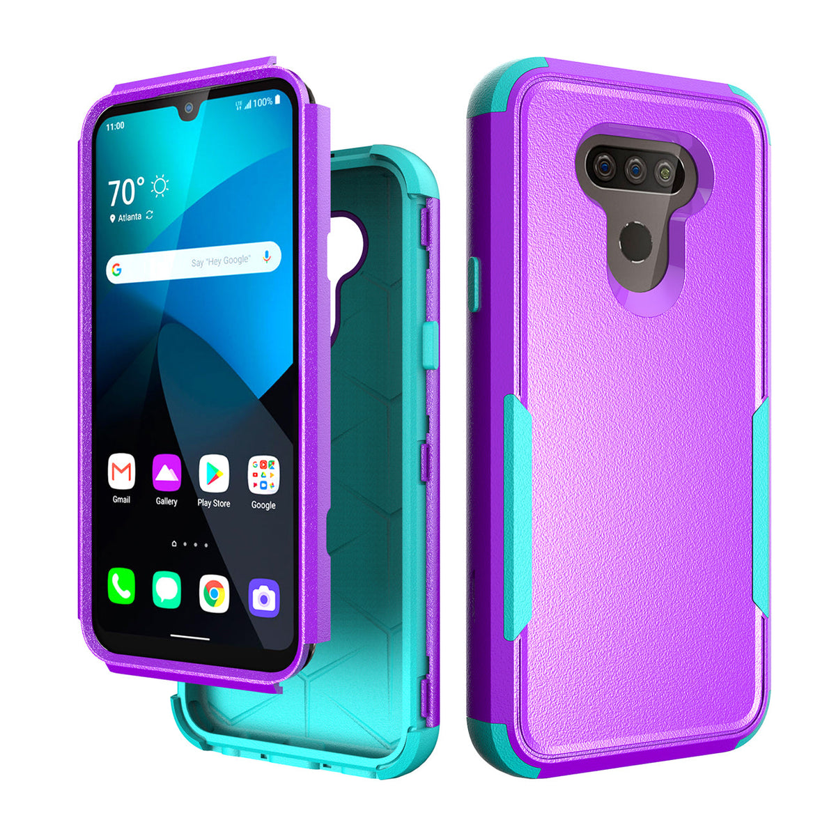 3in1 Hybrid Heavy Duty Defender Rugged Armor Case For LG HARMONY 4 In Purple - Ultra-Slim & Reliable