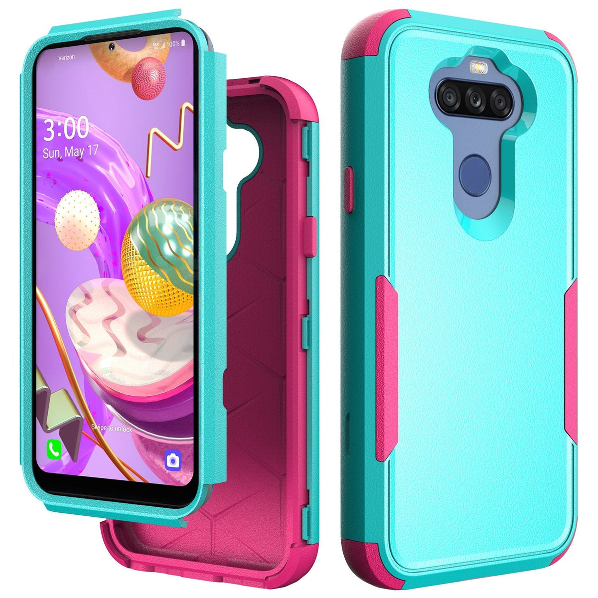 3in1 Hybrid Heavy Duty Defender Rugged Armor Military Grade Protective Case For LG STYLO5 In Green - Shockproof & Reliable