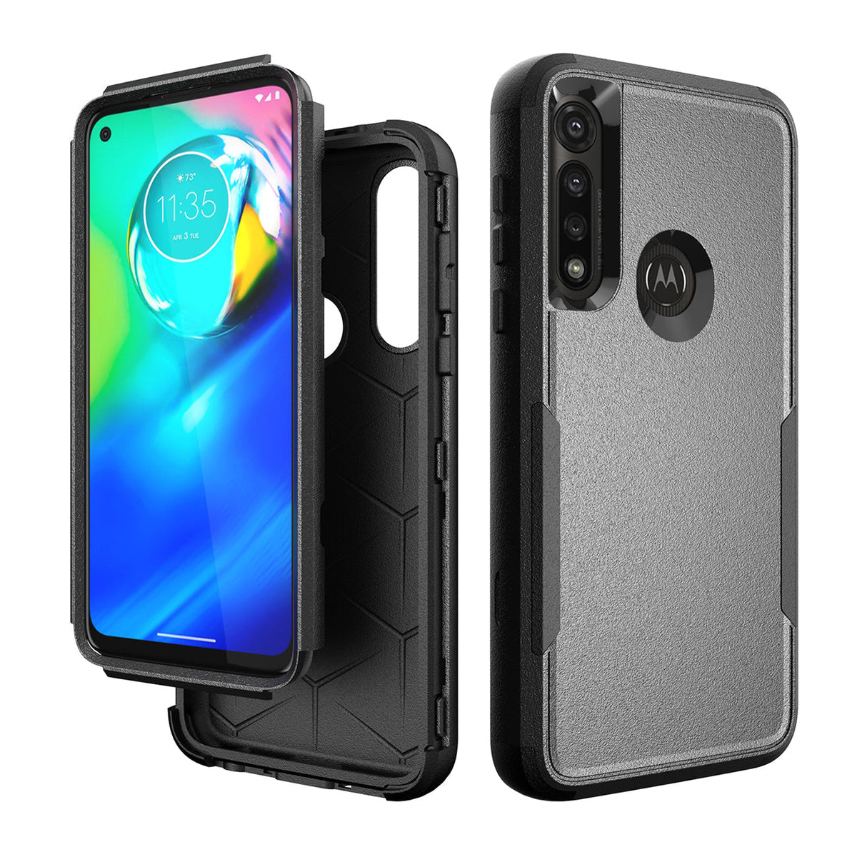 3in1 Hybrid Heavy Duty Defender Rugged Armor Military Grade Case MOTOROLA G POWER 2020 In Black - Durable & Reliable