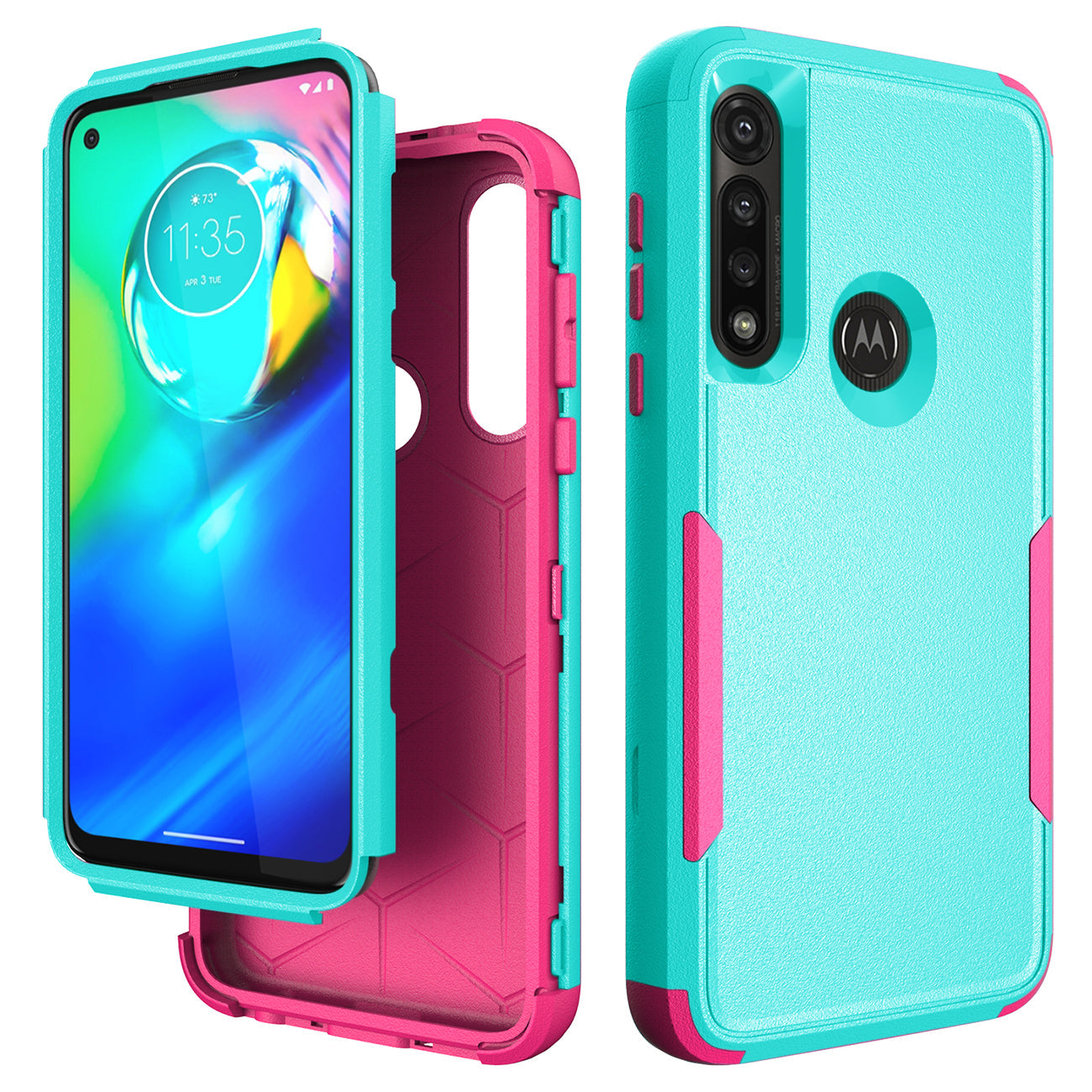 3in1 Hybrid Heavy Duty Defender Rugged Armor Military Grade Protective Case MOTOROLA G POWER 2020 In Green - Premium & Reliable
