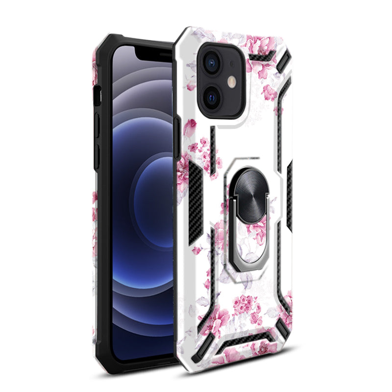 IPHONE 12 MINI Compatible Phone Case with Magnetic Ring Holder For IPHONE 12 MINI In White - Premium Protection by