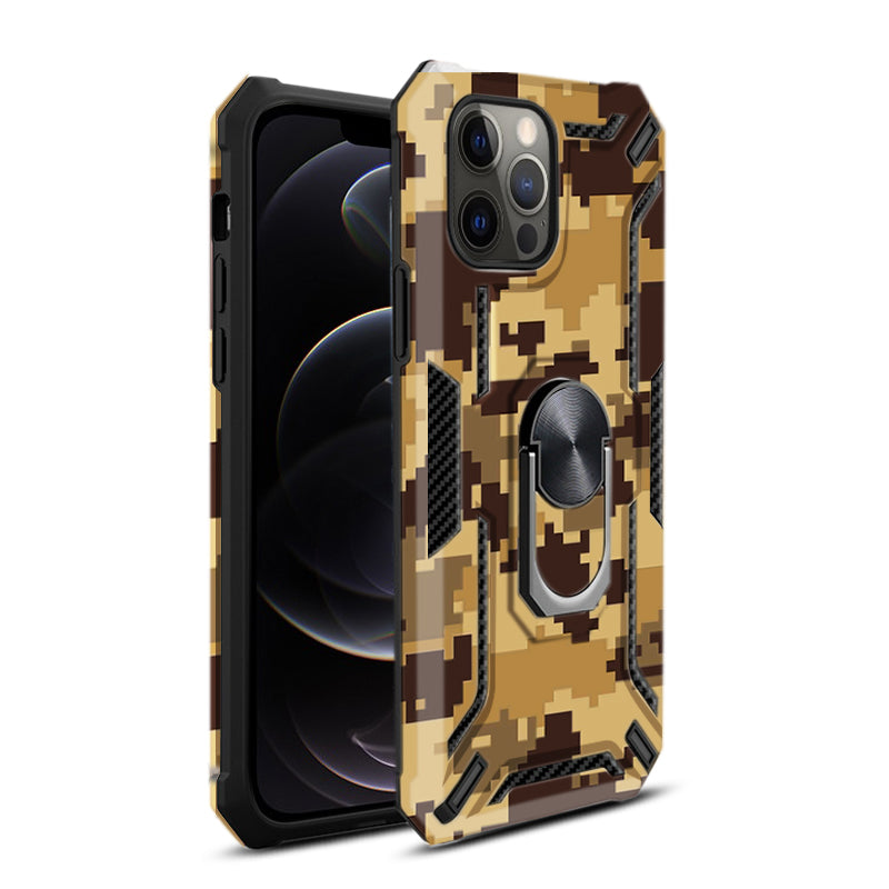 IPHONE 12 Compatible Phone Case with Magnetic Ring Holder For IPHONE 12/ IPHONE 12 PRO In Yellow - Heavy Duty Protection by