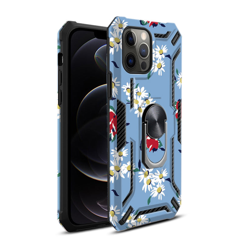 IPHONE 12 Compatible Phone Case with Magnetic Ring Holder For IPHONE 12/ IPHONE 12 PRO In Blue - Ultra-Slim Protection by