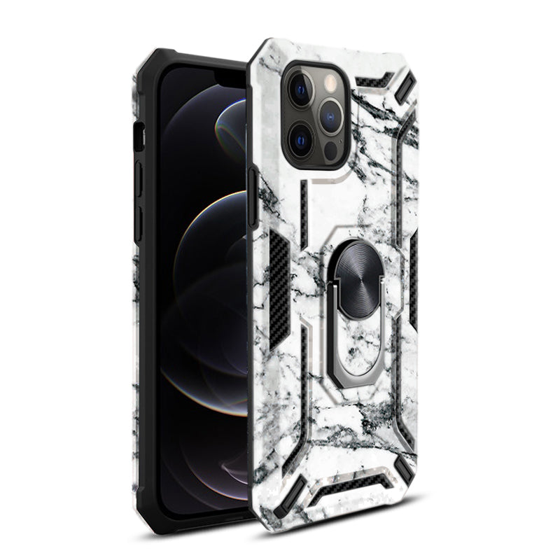 IPHONE 12 Compatible Phone Case with Magnetic Ring Holder For IPHONE 12/ IPHONE 12 PRO In White - Heavy Duty Protection by