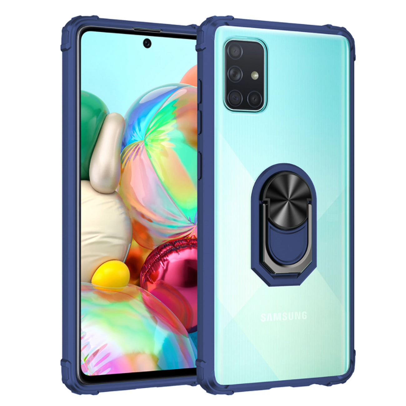 Kickstand Ring Holder TPU Shockproof Case With Magnetic Car MountSAMSUNG GALAXY A51 5G In Blue - Shockproof & Reliable