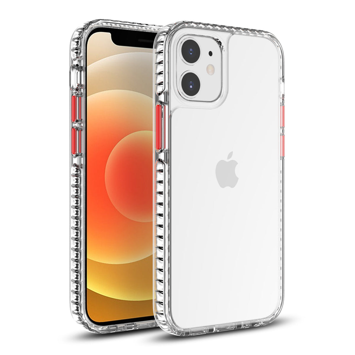 IPHONE 12 MINI Compatible TPU Bumper Shockproof Case With Embedded Coil In BlackAPPLE IPHONE 12 MINI In Clear Red - Premium Protection by