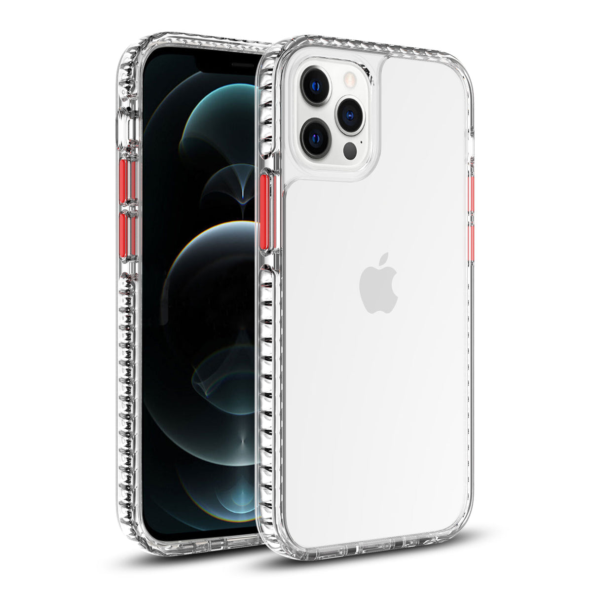 IPHONE 12 Compatible TPU Bumper Shockproof Case With Embedded Coil In BlackAPPLE IPHONE 12/IPHONE 12 PRO In Clear Red - Ultra-Slim Protection by