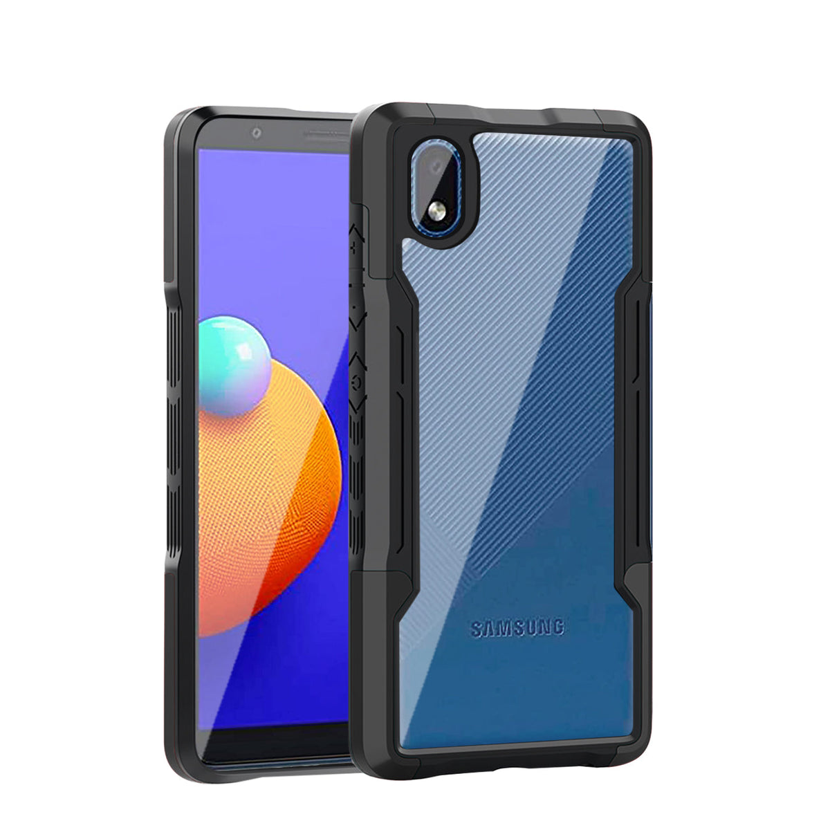 Shockproof Excellent Grip with Silky Feeling for Samsung Galaxy A01 Core In Black - Heavy Duty & Reliable