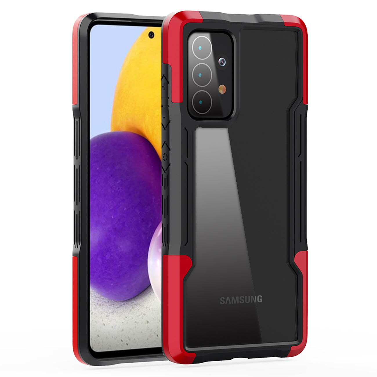 Shockproof Excellent Grip with Silky Feeling for Samsung Galaxy A72 5G In Red - Heavy Duty & Reliable