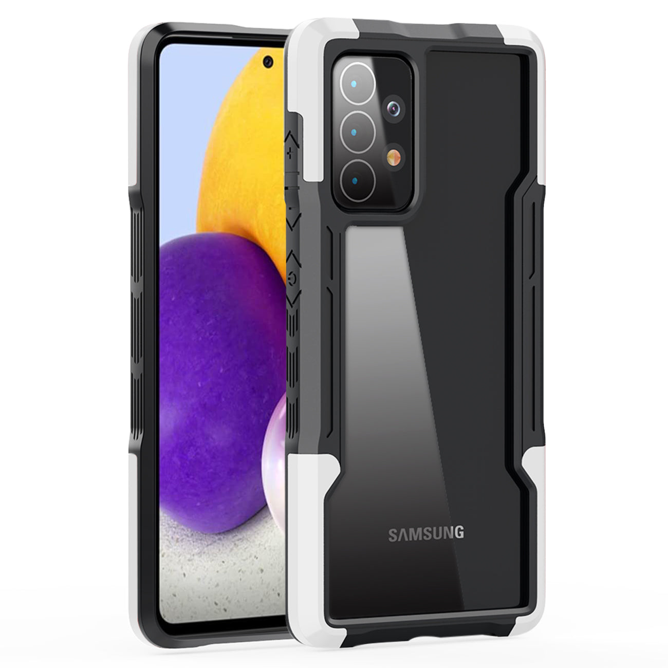 Shockproof Excellent Grip with Silky Feeling for Samsung Galaxy A72 5G In White - Heavy Duty & Reliable
