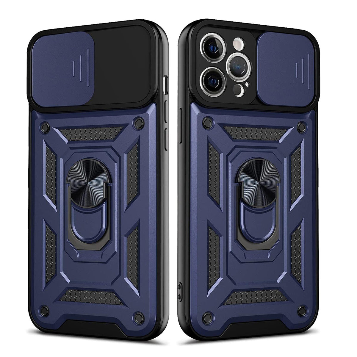 IPHONE 12 Compatible Kickstand Ring Holder with Slide Camera Cover TPU Shockproof Case and Magnetic Car Mount for APPLE IPHONE 12/IPHONE 12 PRO In Blue - Durable Protection by