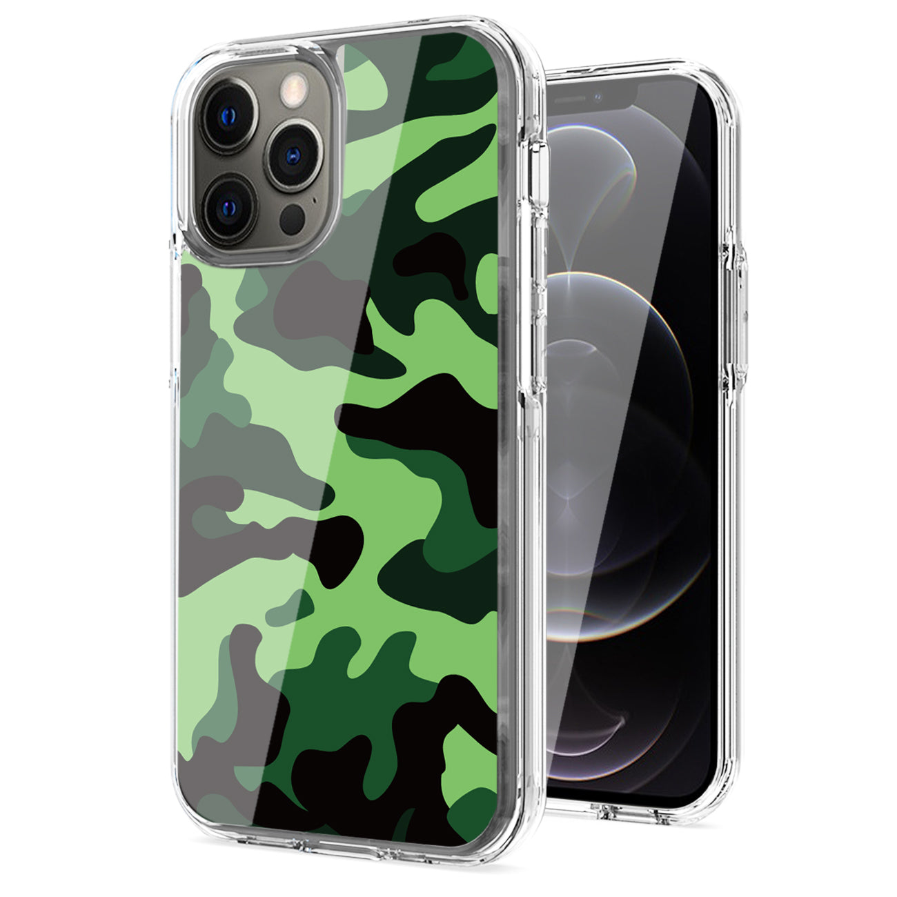 IPHONE 12 Compatible Camouflage Dual Layer Hybrid Hard Plastic and Soft TPU Rubber Case Cover for APPLE IPHONE 12/IPHONE 12 PRO In Blue - Heavy Duty Protection by