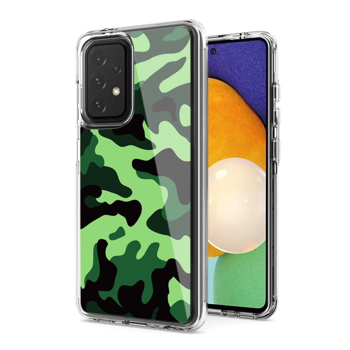 Camouflage Dual Layer Hybrid Hard Plastic and Soft TPU Rubber Case Cover for SAMSUNG GALAXY A52 5G In Mint Green - Heavy Duty & Reliable