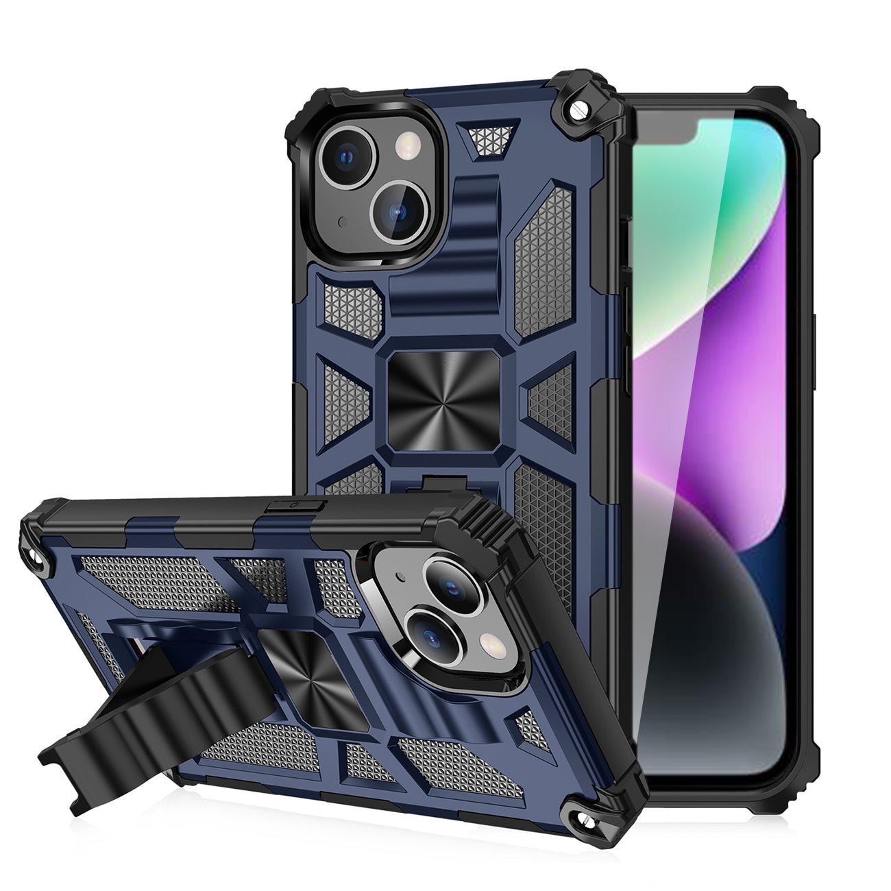 IPHONE 14 PLUS Compatible Built-in Kickstand TPU Case with Magnetic Mount for APPLE IPHONE 14 PLUS in Blue - Crystal Clear Protection by