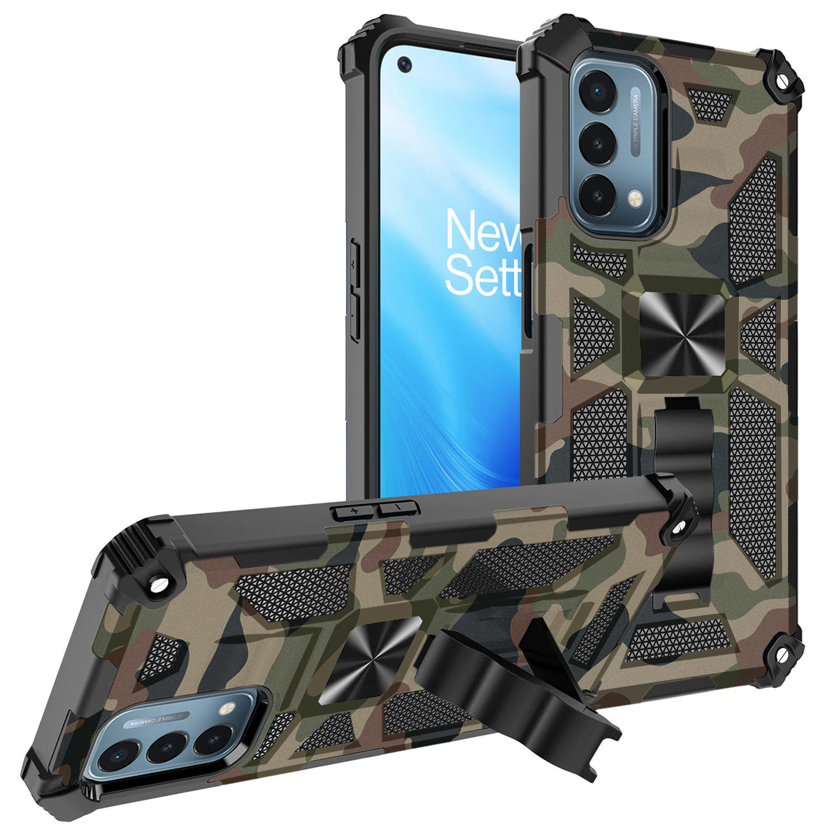 Built-in Kickstand TPU Case with Magnetic Mount for ONEPLUS NORD N200 5G in Camouflage - Premium & Reliable
